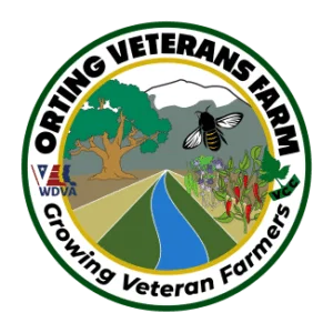 Logo for Orting Veterans Farm featuring the tagline "Growing Veteran Farmers"